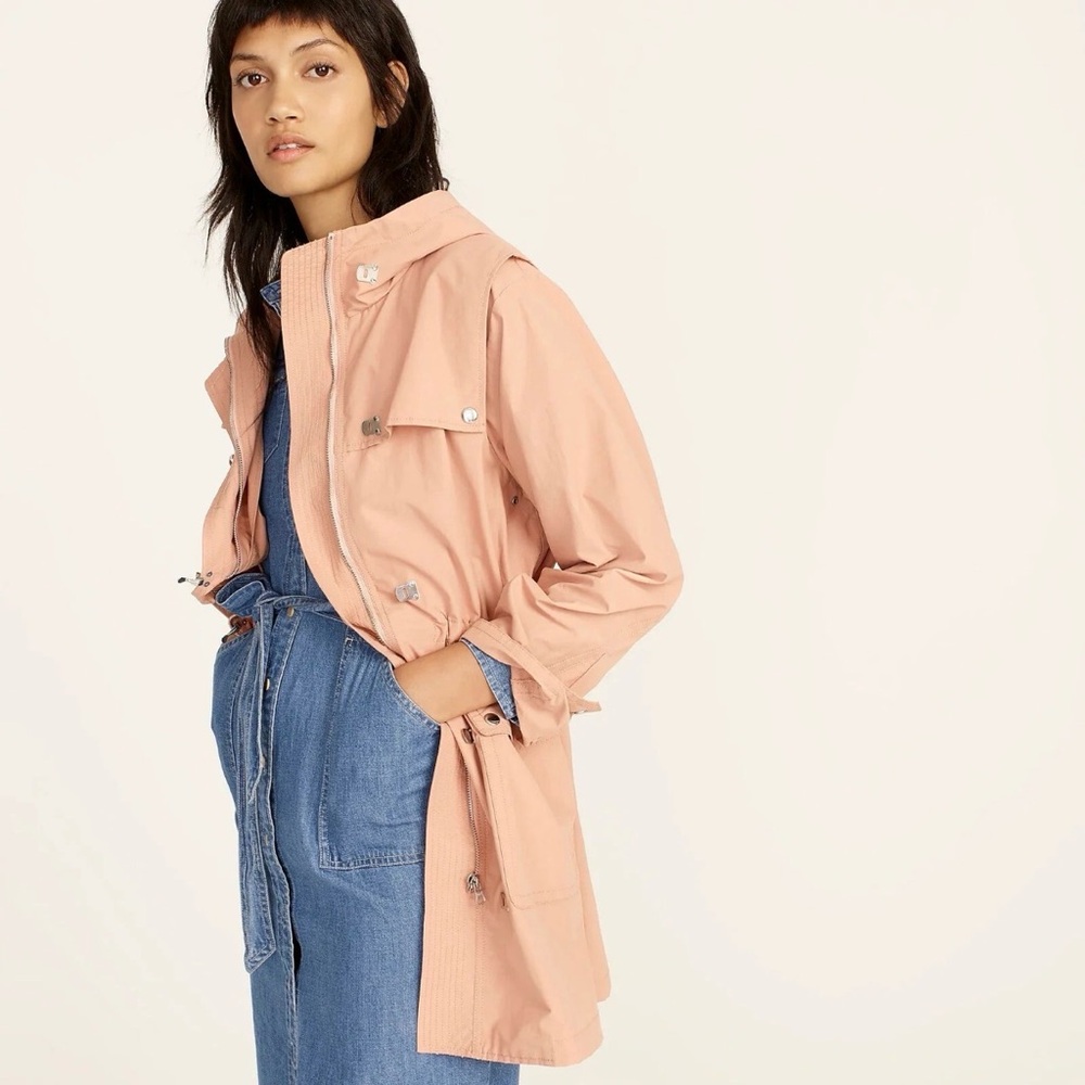 J. Crew Lightweight Utility Raincoat Jacket Blush Peach Women’s Size Small - Picture 3 of 9